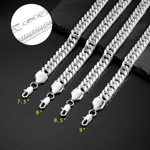 Pulsera de cadena de plata S925 para hombre 12mm miniatura 6