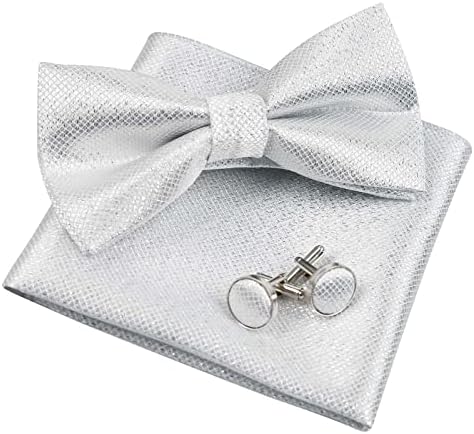 Alizeal Mens Party Bow Tie, Hanky and Cufflinks Set