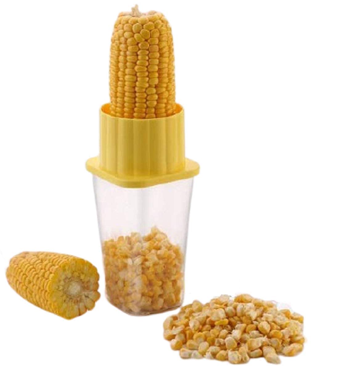 Apidra Simplify Your Corn Stripping Experience with The Plastic Corn Peeler Corn Stripper - Perfectly Strip Kernels with Ease and Neatly Collect in The Container.