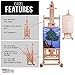U.S. Art Supply Master Multi-Function Studio Artist Wooden Floor Easel - Large Heavy Duty Adjustable H-Frame, Tilts Flat, Mast Adjusts to 97