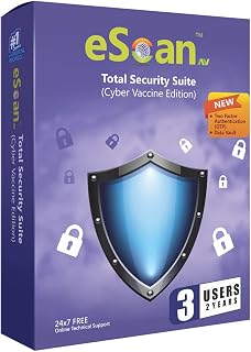 eScan AV Total Security Suite (Cyber Vaccine Edition) 3 User | 2 Year - Comprehensive Protection for Your Digital World, D... Price In India