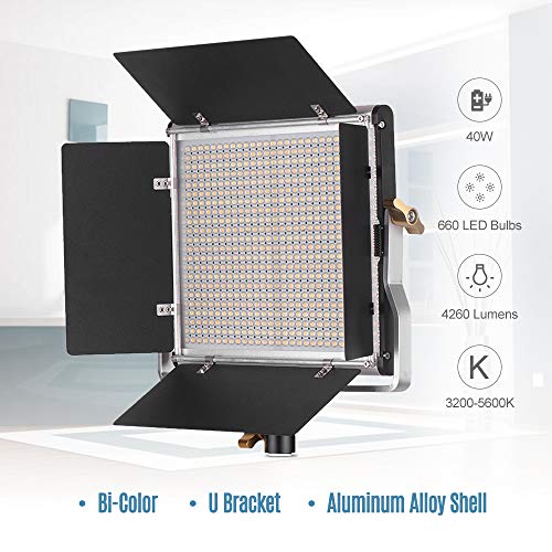 image for Andoer 2 Packs LED Video Light with 78.7 Inches Stand Lighting Kit Dim