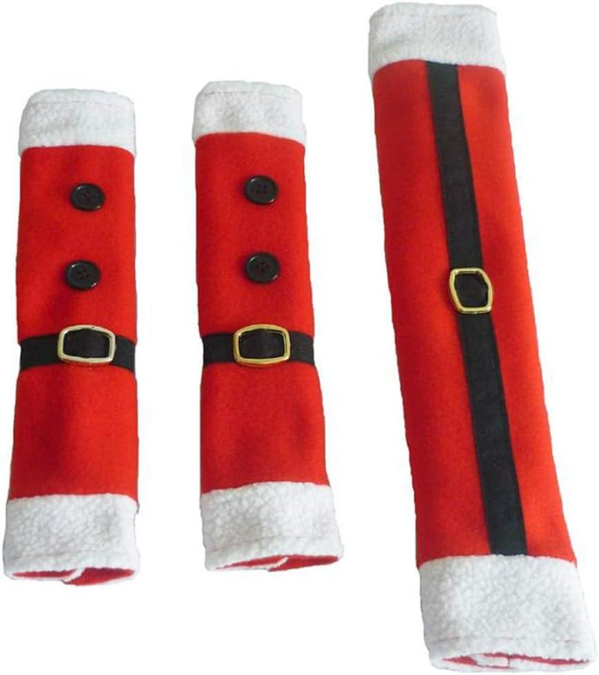Set of 3 Refrigerator Door Handle Covers Protector,Santa‘s clothes Kitchen Appliance Covers,Microwave Oven Dishwasher Christmas Decorations,Keep Your Kitchen Appliance Clean from Smudges,Food Stains