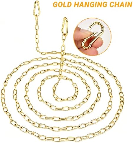 Golden Chains for Hanging with 2PCS Detachable Chain Link, 10 Feet Stainless Steel Chain, Hanging Chain Link Light Duty Chain, Heavy Duty Hanging Chain for Home Outdoor Camping, Thickness 0.08 inches — view 2