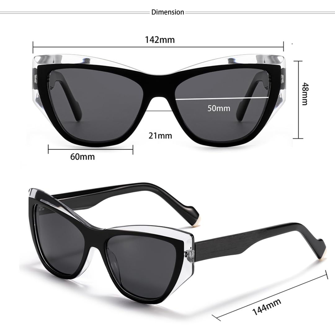 Occhiali da sole da donna in acetato con montatura a occhi di gatto, occhiali da sole da uomo alla moda e di lusso per la guida con protezione UV400.