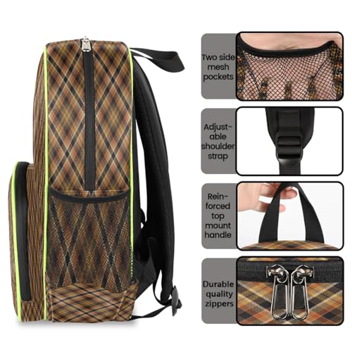 Sac à dos rétro écossais TropicalLife pour enfants, grand cartable d'école L