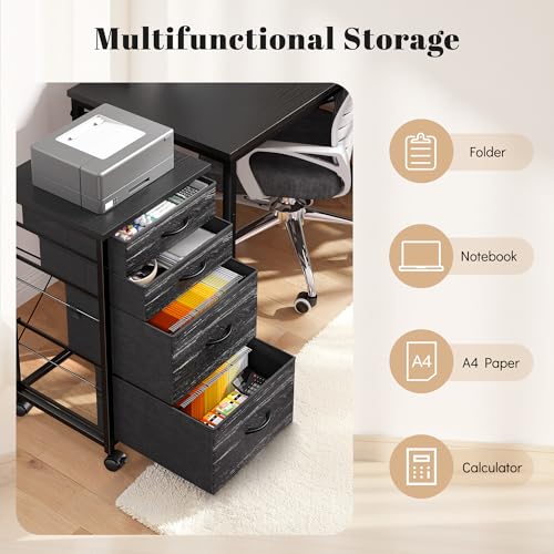 Image of DurayLoly 4-Drawer Rolling File Cabinet Fits A4 Letter Size For Home Office