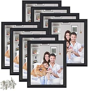 Photo Frame 6x4 7 Pack, Black 6 by 4 Picture Frames Set for Wall Tabletop Horizontally or Vertically Display