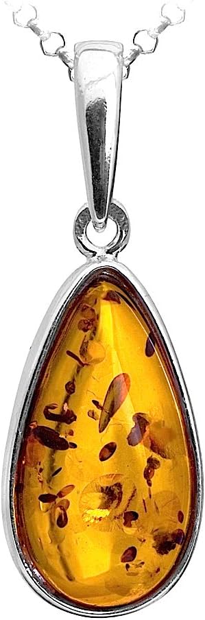 Ian and Valeri Co. Amber Sterling Silver Classic Pendant Necklace 18 Inches
