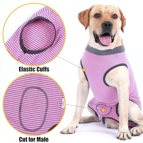 Dotoner Post-Surgery Dog Vest – Soft Recovery Suit for After Surgery/Neuter, Alternative to Cone, Cotton Belly, Snaps for Easy Dressing, Ideal for Male & Female Dogs (M,Pink) - Image 4
