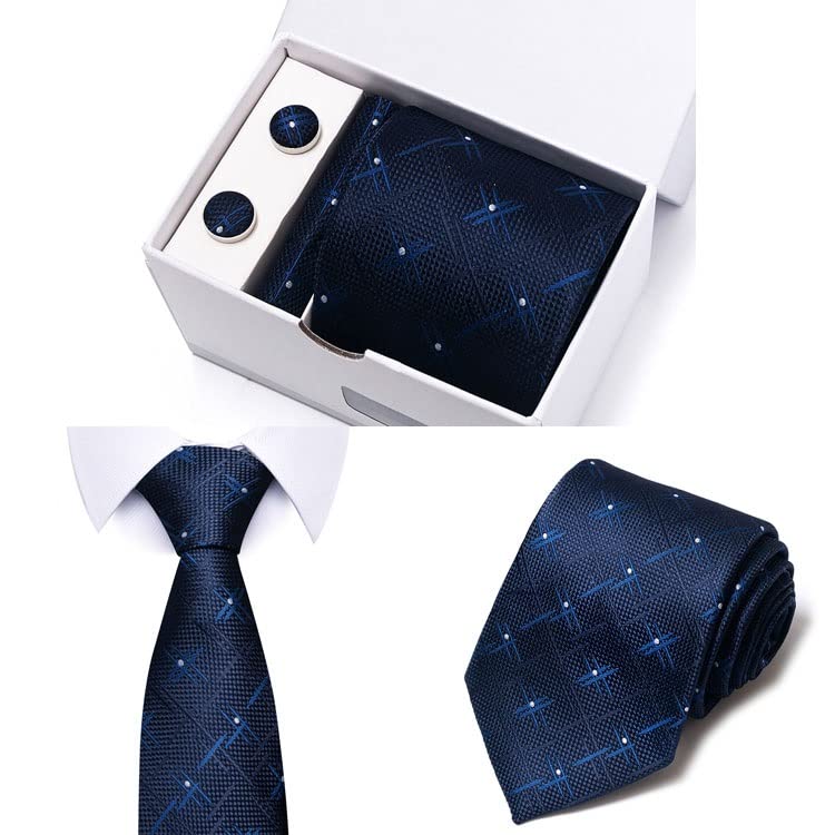 Set de corbata, pañuelo y gemelos de seda para hombre miniatura 3