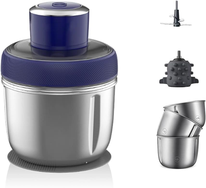 BIYALI Kitchen Mini Food Chopper – 3 Stainless Steel Bowls – 4 Bi-Level Blades –Meat Grinder Multi-function Minced Vegetable Filling Cooking Machine – Onion, Garlic, Slicer, Dicer (2.5 liter 500W)-image-45