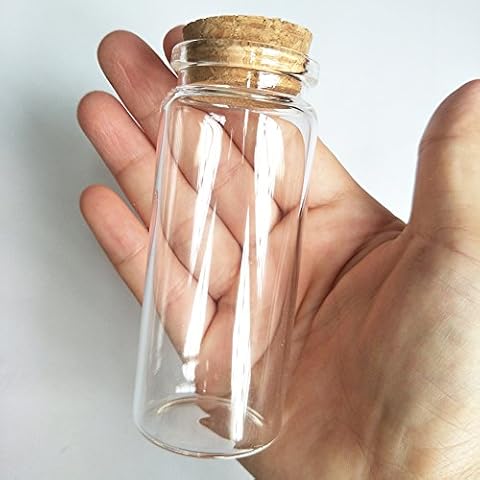 Luo House 6pcs 65ml Small Mini Glass bottles Vials Jars Glass with Cork Stoppers DIY Decoration 65ml 37x90mm(1.18x3.54inch) Cover