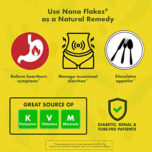 Nana Flakes 100% Pure Banana Flakes Medical Food Powder - Decrease Fat Intake & Natural Remedy for Diarrhea & Heart Burn - Great Source of Protein & Fiber (One Pound Jar)