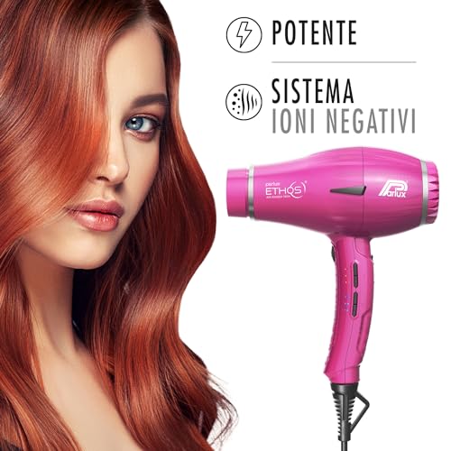 Parlux Ethos® Asciugacapelli Digitale Professionale Con Ioni Negativi, 9 Combinazioni Di Velocità E Temperatura, Cavo Girevole Brevettato, Potente E Leggero, Made In Italy, Colore Fucsia - 4