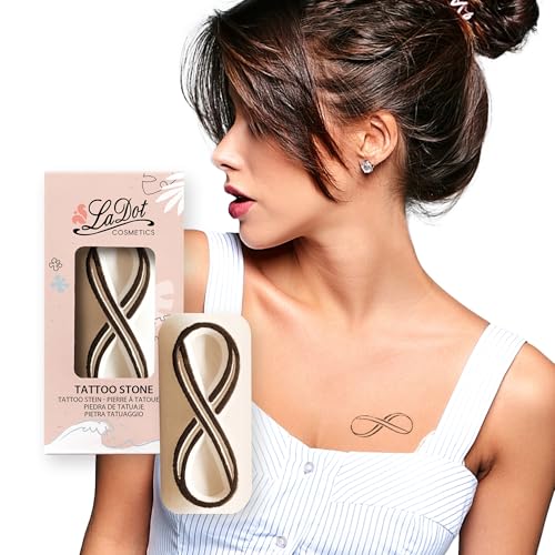 Ladot Bambini e Adulti, temporanei Finti Skin-Friendly, Tatuaggio Senza Aghi per Corpo e Braccio, Impermeabile, Timbro in Ceramica Infinito, Colore Black, M, C156378