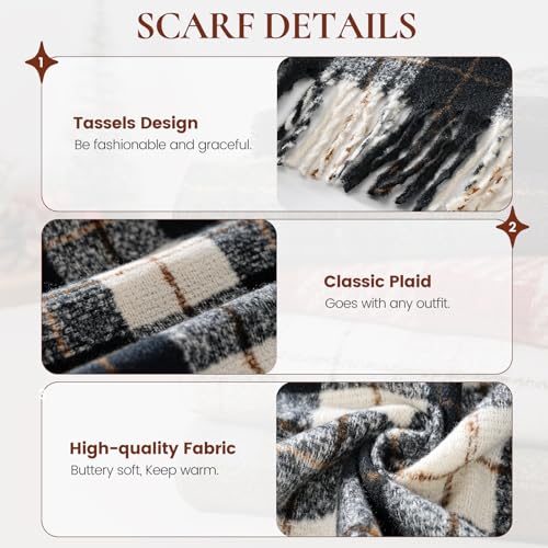 Winter Scarf for Women, Cashmere Feel Tassel Plaid Scarf, Large Oversized Blanket Scarf, Pashmina Shawls and Wraps4