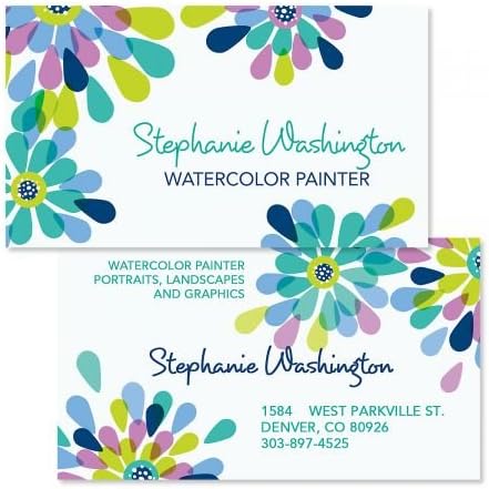 Fresh Blooms Double-Sided Business Cards - Set of 250 2" x 3-1/2" custom business card design; 80# Cover Stock, Opaque, Matte