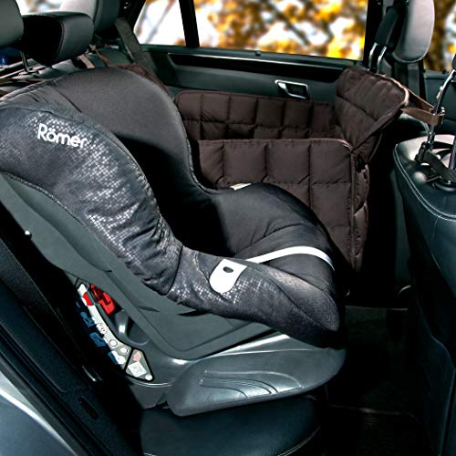 Doctor Bark Hunde 2-Sitz-Autoschondecke für die Rücksitzbank, All-Side Schutz mit Reißverschluss für alle PKWs und SUVs, M in Braun