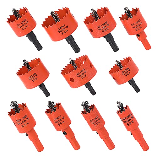 Dribotway Lot de 11 scies cloches en acier rapide bi-métal de 38 mm de profondeur pour bois et métal, plastique, contreplaqué, métal fin Cover