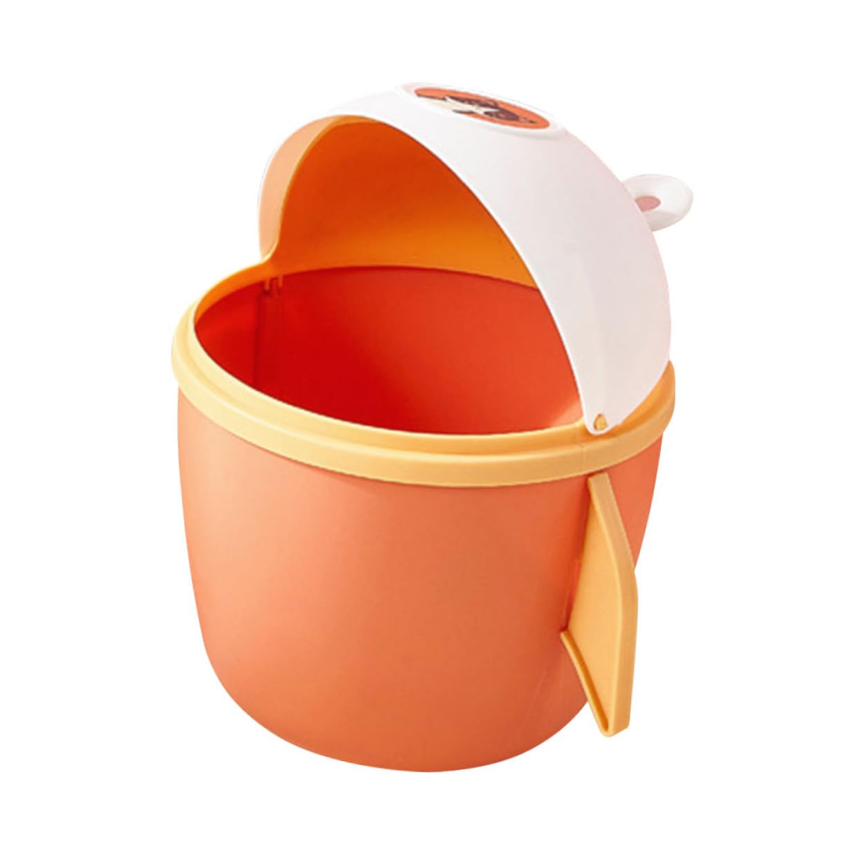 Gadpiparty Creative Flip-top Cartoon Trash Can Small Desktop Waste Paper Container with Lid for Home Office Tabletop Storage and Odor Isolation Orange