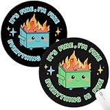 Hancynir 2 Pack Dumpster on Fire Mouse Pad, Funny Cute Mousepad for Desk Accessories, Small Round Mouse Pad for Wireless Mouse Gaming Computer Laptop, This is Fine Home Office Supplies Decor
