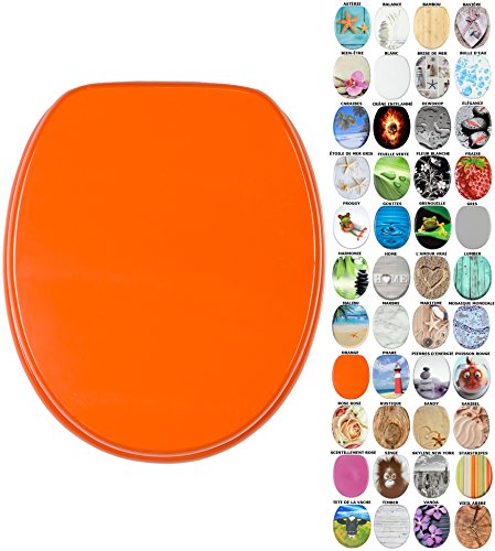 Sanilo Abattant WC, Grande sélection de lunettes de toilette, Finition de haute qualité, Charnières robustes, Fixation facile (Orangé)