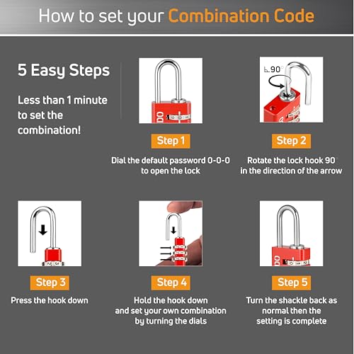 Image of AIDO by dormakaba Group 3-Digit Number Locks (Pack of 3)|20mm Combination Padlocks for Bag, Luggage, Sports Bag, Lockers & ToolBoxes| Water-Resistant|Hardened Shackle|2 Yr Warranty |Red, Black, Silver