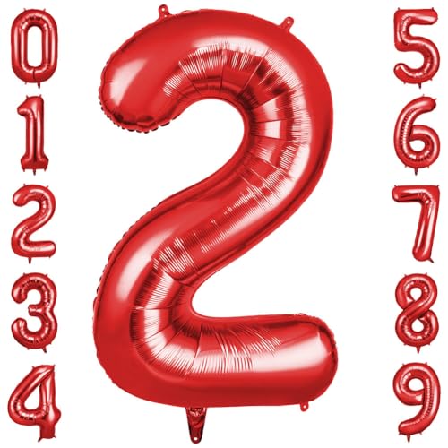 OFFCUP Balony helowe, 102 cm, foliowy balon urodzinowy na urodziny, wesele, przyjęcie, materiały świąteczne, artykuły świąteczne (czerwony)