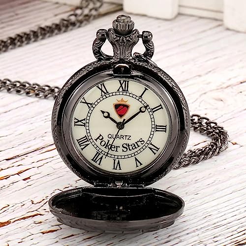 ZALTAS Flush Poker Card Quartz Pocket Watch Colar Poker Dial Pingente Fob Relógios Relógio Corrente