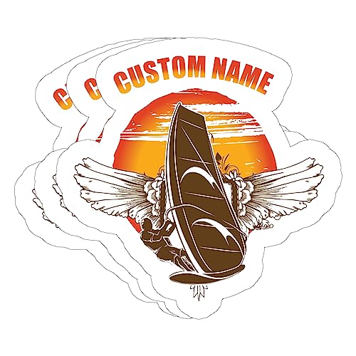 (3Pcs) Personalized Windsurfing Stickers - Windsurfing Surfing Water Sports Vintage