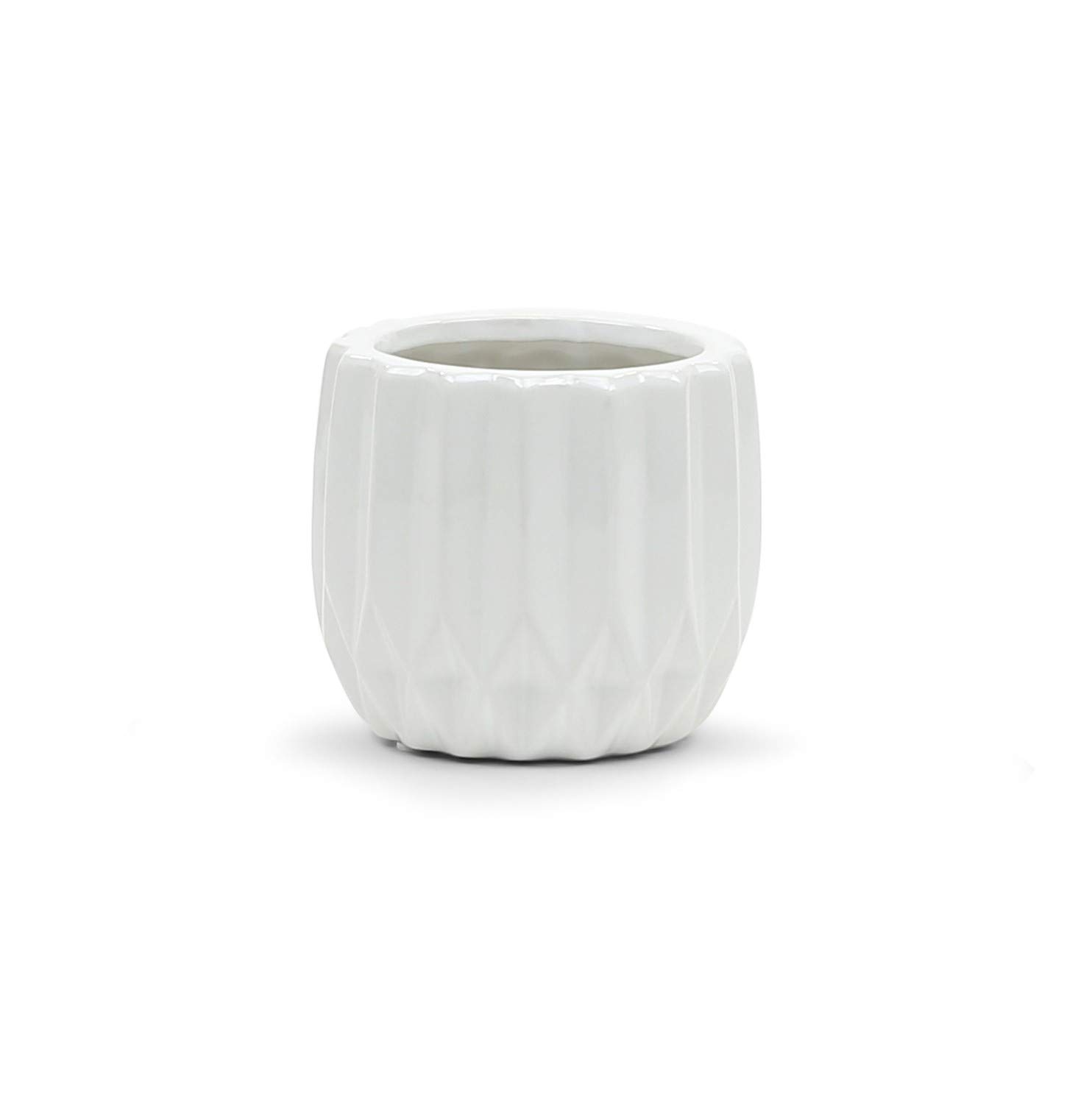 WGV Origami Ceramic Vase, Width 4.5", Height 4", Matte White Pleated Pot, Folded Rustic Planter for Wedding Event Office Home Decor, 1 Piece