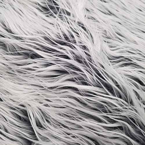 Luxurious Silver Frost Mongolian Faux Fur Fabric - 3-Inch Pile, 1 Yard of Soft Elegance for Crafting and Home Decor