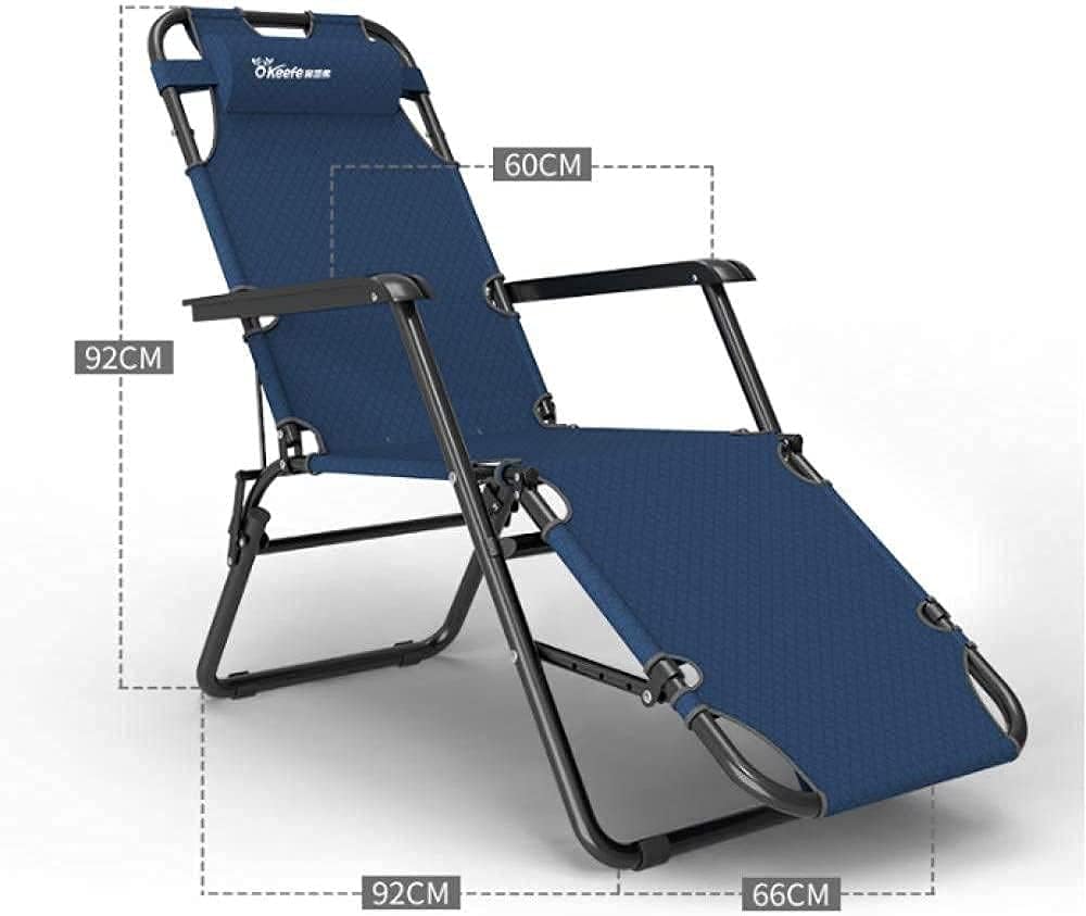 JATIBOSH Outdoor Folding Recliner Chair Garden and Outdoor Beach Lounge Chairs Large Zero-Gravity Patio Folding Chairs Which Can Support 150Kg-Gray + Cotton Pad-Navy Blue + Cotton