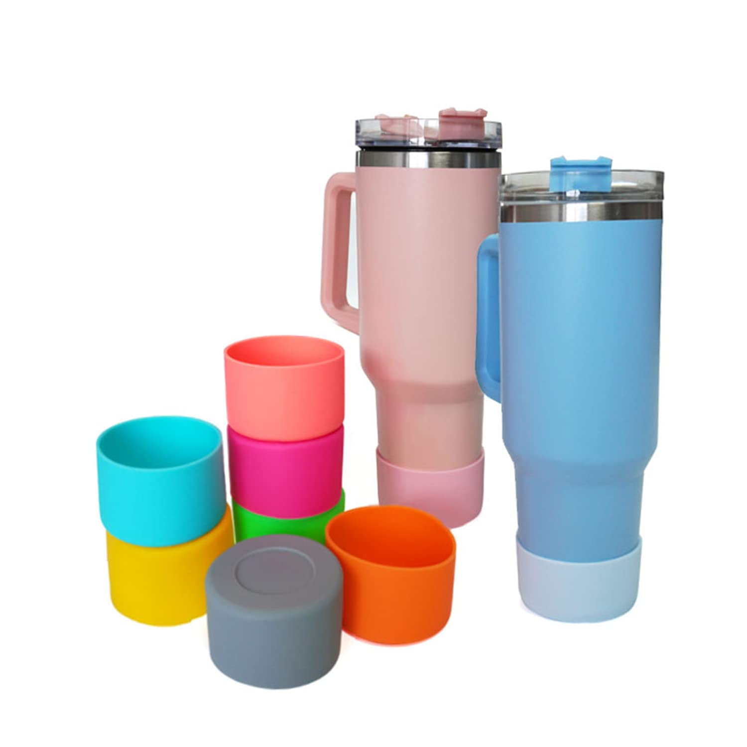 Silikon-Stoßschutz Für Stanley Becher – 2 Stück, Rosa, Für Quencher & IceFlow Modelle