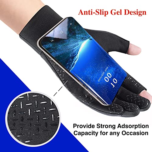 Winter Cycling Gloves,2-Fingerless Thermal Running Gloves,Biking Hunting Motorcycle Cycling Gloves, Anti-Slip Hiking Ice Fishing Winter Gloves For Women Men #TOP30