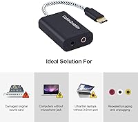 Vista 8 de CableCreation Tarjeta de sonido externa tipo C con conector de audio de 3.5 mm, adaptador de auriculares y micrófono USB-C compatible con MacBook