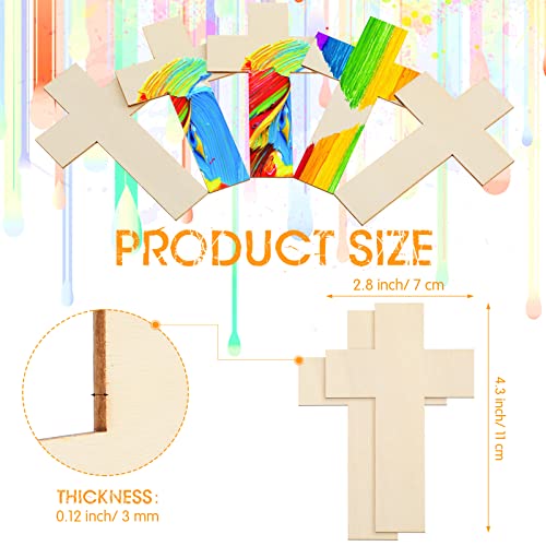 100 Pack Blank Wooden Cross Unfinished Cross Shaped Wood Cutouts For Crafts Wood Cross For Diy Projects Sunday School Church Home Decoration Ornaments, 11 X 7 Cm/ 4.3 X 2.8 Inches #TOP1
