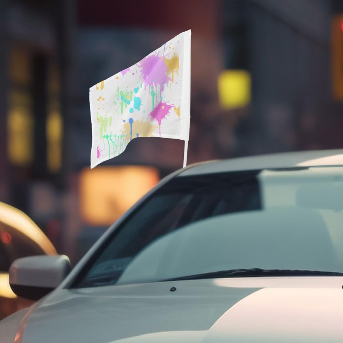 Blank Handheld Flags Versatile Use 12pcs for Car Window Decoration with Comfortable Grip, Polyester Material for Race Conducting for Fan Cheering for DIY, Race Conducting, Fan