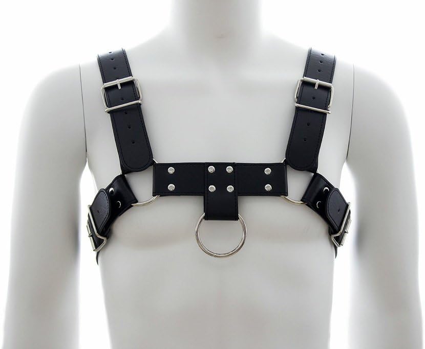 ANNCY Men's PU Leather Male Chest H Bulldog Harness 4 Straps Club wear Costumes