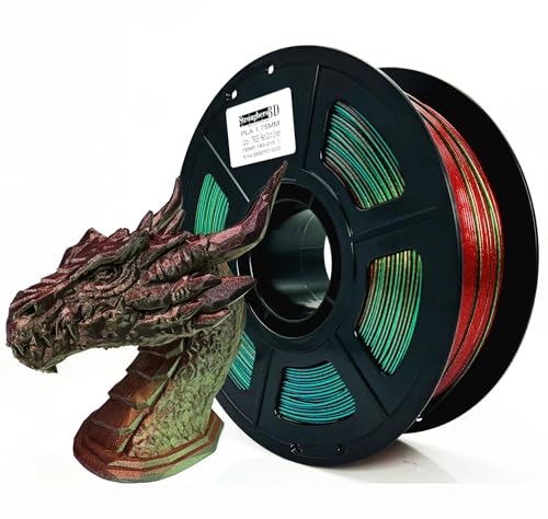 Stronghero3D PLA 3D Printer Filament,Tri-Color Co Extrusion,Red-Gold-Green,Galaxy Glitter Red Silk Gold Silk Green,Diameter 1.75mm Accuracy +/-0.05mm Net Weight 1kg(2.2lbs)