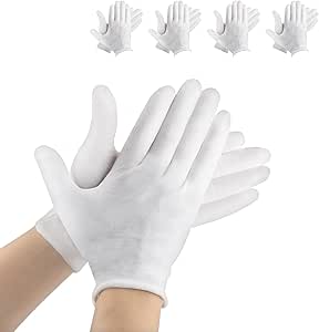 24 Pairs White Cotton Gloves,Extra Large Size Moisturizing Gloves Overnight,Washable Breathable Cotton Gloves,Jewelry Inspection Gloves,Spa Glove for Most Women