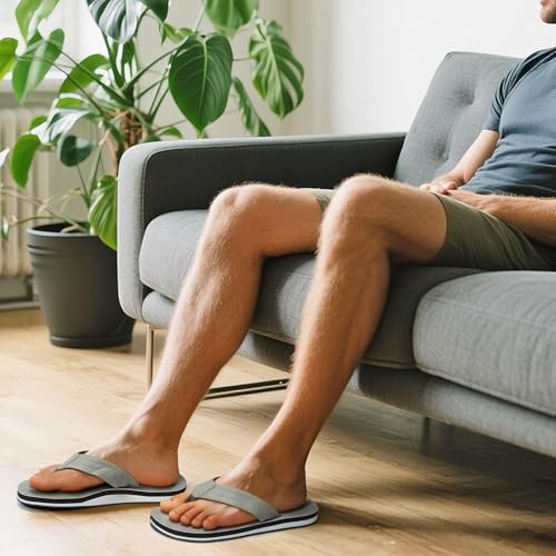 HAOLIRA Flip Flops Herren Surfen Leder Zehentrenner Leichte Comfy Rutschsicher Sports Sommerschuhe Beach Sandalen Gr.41-46 (03 Grau 42)