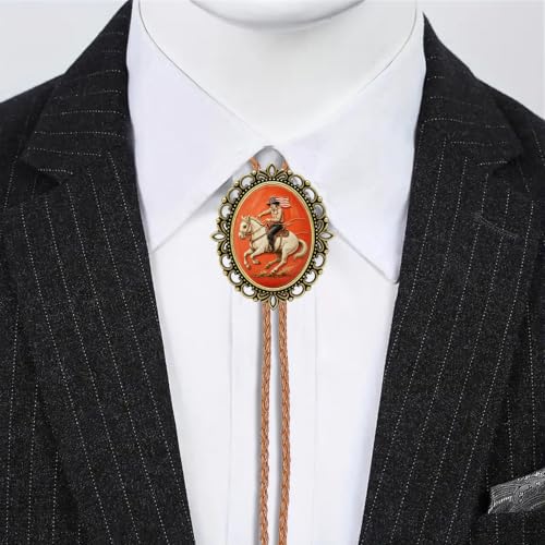 Image of Jeilwiy Bolo Tie for Men Western Cowboy Gothic Bolo Tie Necklace Halloween