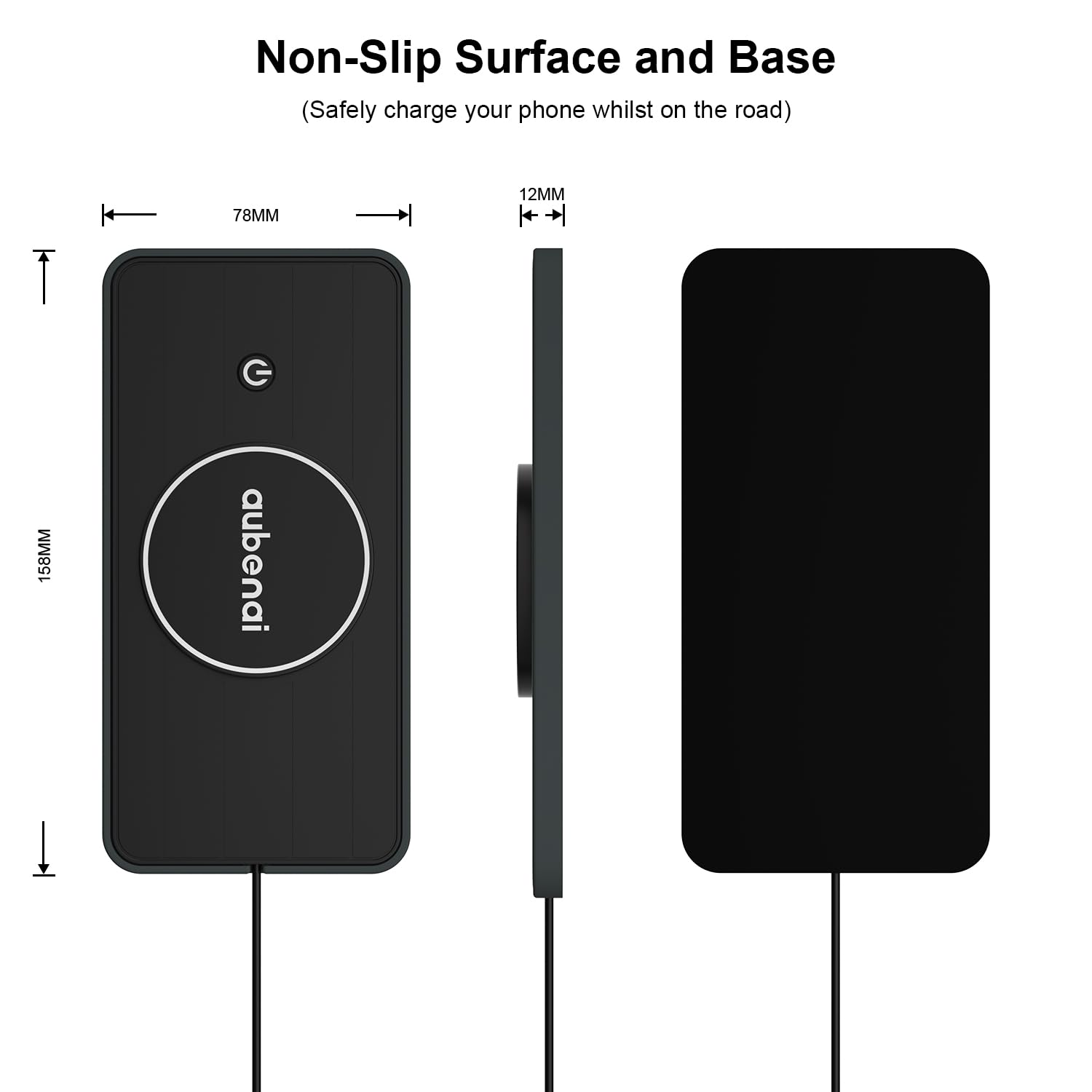 für MagSafe Auto Ladegerät Pad, 15W RGB Magnetische Wireless Car Charger Matte, Auto Magnetische Induktive Ladestation mit 70cm USB-A Verlängerungskabel Kompatibel mit iPhone 16 15 14 13 12