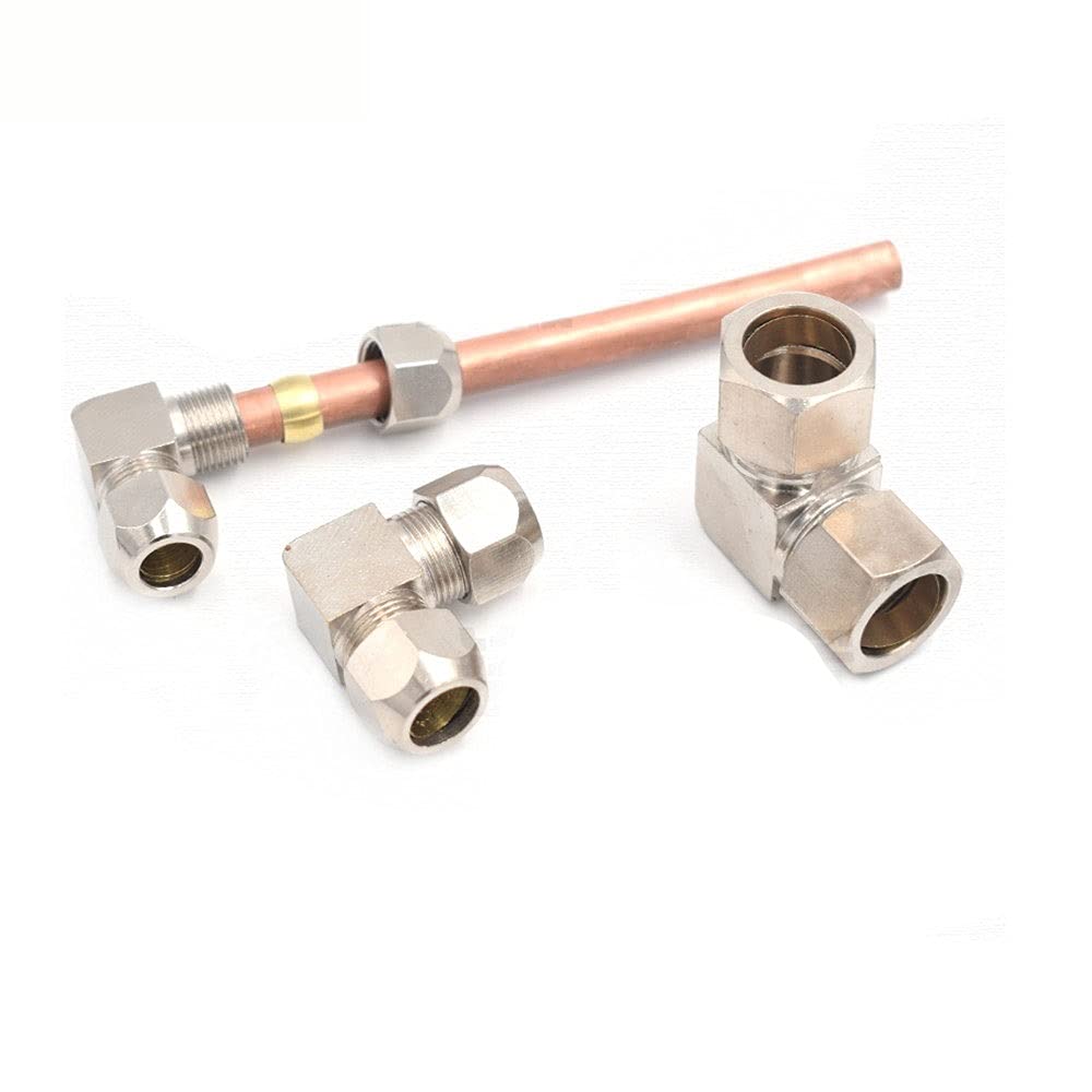 Zkenyao-Brass Connector Pneumatic Oil Pipe Fitting 4-16mm Pipe OD Elbow 90 Degrees Brass Compression Tube Pipe Fittings Connector, Simple to Install (Size : OD Tube 8mm)