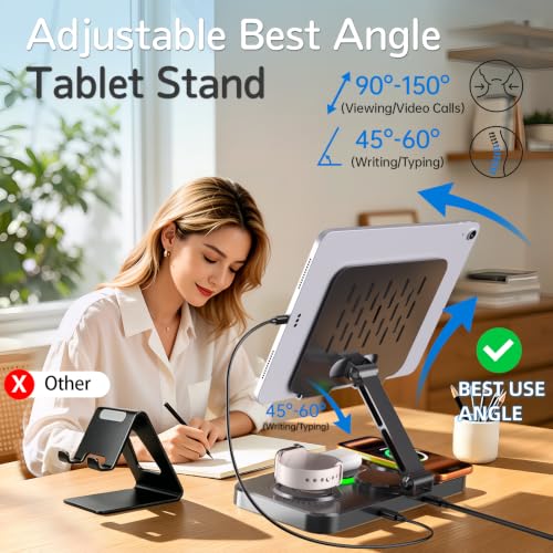 Magnetic Charging Station for Apple Multiple Devices, Wireless Charger with Clock & Light, Foldable Wired Charging Stand for iPad/Tab, Mag-Safe Charger for iPhone 17, for Apple Watch for AirPods by MARLALL - Used condition - Image 4