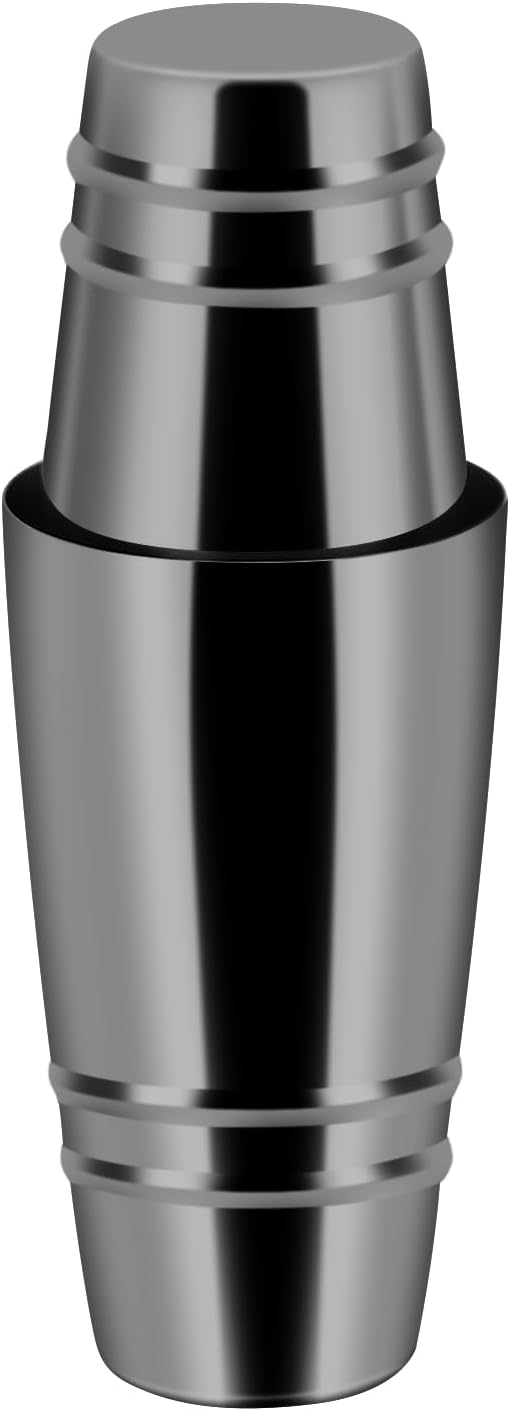 Boston Shaker: 18 & 28oz Weighted Cocktail Shaker Set. Stainless Steel Martini Drink Shaker, Two-Piece Heavy Metal Boston Tins Only (Embossed measuring cup) (Black)