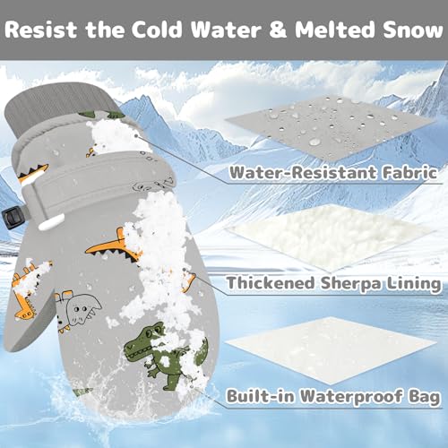 Olreco Toddler Snow Gloves Toddler Mittens Waterproof Baby Winter Mittens Toddler Ski Gloves Infant Mittens for Kids Gloves3