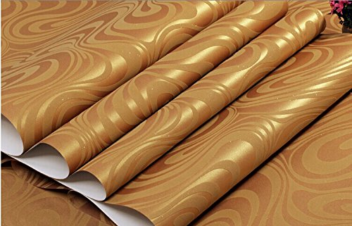 QIHANG Modern Abstract Curve 3D Wallpaper Roll Mural Papel De Parede Flocking for Striped Gold&Yellow Color Qh-Wallpaper 0.7m8.4m=5.88㎡ - Thumbnail 4
